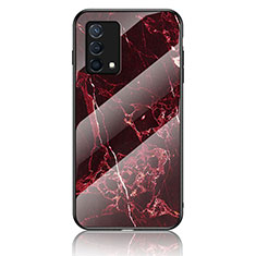 Coque Contour Silicone et Vitre Motif Fantaisie Miroir Etui Housse pour Oppo K9 5G Rouge