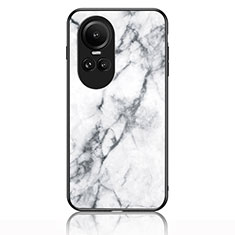 Coque Contour Silicone et Vitre Motif Fantaisie Miroir Etui Housse pour Oppo Reno10 5G Blanc