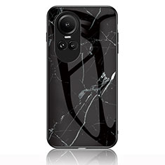 Coque Contour Silicone et Vitre Motif Fantaisie Miroir Etui Housse pour Oppo Reno10 5G Noir