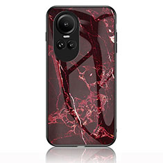 Coque Contour Silicone et Vitre Motif Fantaisie Miroir Etui Housse pour Oppo Reno10 5G Rouge