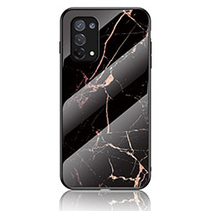 Coque Contour Silicone et Vitre Motif Fantaisie Miroir Etui Housse pour Oppo Reno6 Lite Or et Noir