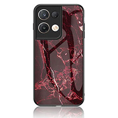 Coque Contour Silicone et Vitre Motif Fantaisie Miroir Etui Housse pour Oppo Reno8 Pro 5G Rouge