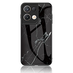 Coque Contour Silicone et Vitre Motif Fantaisie Miroir Etui Housse pour Oppo Reno8 Pro+ Plus 5G Noir