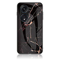 Coque Contour Silicone et Vitre Motif Fantaisie Miroir Etui Housse pour Oppo Reno8 T 4G Or et Noir