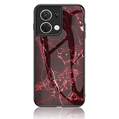 Coque Contour Silicone et Vitre Motif Fantaisie Miroir Etui Housse pour Oppo Reno9 5G Rouge