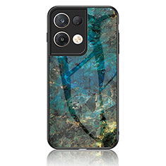 Coque Contour Silicone et Vitre Motif Fantaisie Miroir Etui Housse pour Oppo Reno9 Pro+ Plus 5G Bleu