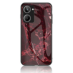 Coque Contour Silicone et Vitre Motif Fantaisie Miroir Etui Housse pour Realme 10 Pro 5G Rouge