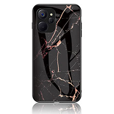 Coque Contour Silicone et Vitre Motif Fantaisie Miroir Etui Housse pour Realme 10T 5G Or et Noir