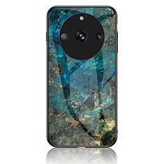 Coque Contour Silicone et Vitre Motif Fantaisie Miroir Etui Housse pour Realme 11 Pro+ Plus 5G Bleu