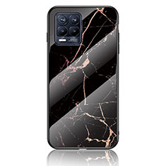 Coque Contour Silicone et Vitre Motif Fantaisie Miroir Etui Housse pour Realme 8 Pro Or et Noir