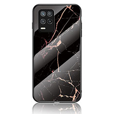 Coque Contour Silicone et Vitre Motif Fantaisie Miroir Etui Housse pour Realme 8s 5G Or et Noir