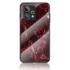 Coque Contour Silicone et Vitre Motif Fantaisie Miroir Etui Housse pour Realme 9 Pro+ Plus 5G Rouge