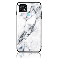 Coque Contour Silicone et Vitre Motif Fantaisie Miroir Etui Housse pour Realme C21 Blanc