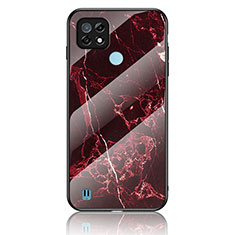 Coque Contour Silicone et Vitre Motif Fantaisie Miroir Etui Housse pour Realme C21 Rouge