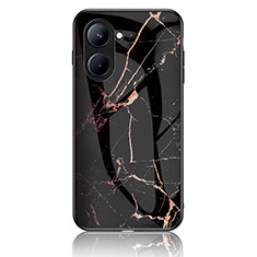 Coque Contour Silicone et Vitre Motif Fantaisie Miroir Etui Housse pour Realme C33 (2023) Or et Noir