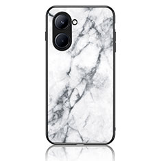 Coque Contour Silicone et Vitre Motif Fantaisie Miroir Etui Housse pour Realme C33 Blanc