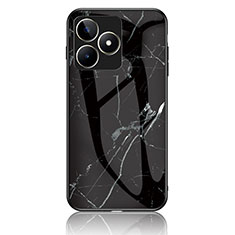 Coque Contour Silicone et Vitre Motif Fantaisie Miroir Etui Housse pour Realme C51 Noir