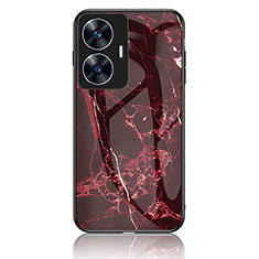 Coque Contour Silicone et Vitre Motif Fantaisie Miroir Etui Housse pour Realme C55 Rouge