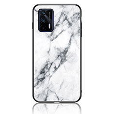 Coque Contour Silicone et Vitre Motif Fantaisie Miroir Etui Housse pour Realme GT 5G Blanc