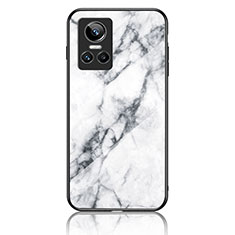 Coque Contour Silicone et Vitre Motif Fantaisie Miroir Etui Housse pour Realme GT Neo3 5G Blanc