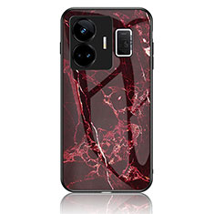 Coque Contour Silicone et Vitre Motif Fantaisie Miroir Etui Housse pour Realme GT Neo5 240W 5G Rouge