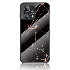 Coque Contour Silicone et Vitre Motif Fantaisie Miroir Etui Housse pour Realme Narzo 50 Pro 5G Or et Noir