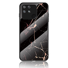 Coque Contour Silicone et Vitre Motif Fantaisie Miroir Etui Housse pour Realme Narzo 50A Or et Noir