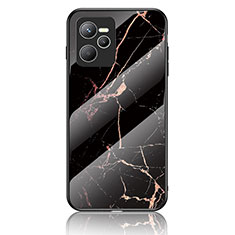 Coque Contour Silicone et Vitre Motif Fantaisie Miroir Etui Housse pour Realme Narzo 50A Prime Or et Noir