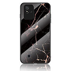 Coque Contour Silicone et Vitre Motif Fantaisie Miroir Etui Housse pour Realme Narzo 50i Or et Noir