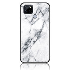 Coque Contour Silicone et Vitre Motif Fantaisie Miroir Etui Housse pour Realme Q2i 5G Blanc