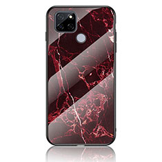 Coque Contour Silicone et Vitre Motif Fantaisie Miroir Etui Housse pour Realme Q2i 5G Rouge