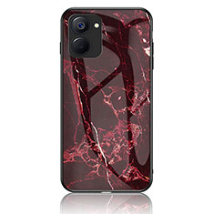 Coque Contour Silicone et Vitre Motif Fantaisie Miroir Etui Housse pour Realme V20 5G Rouge