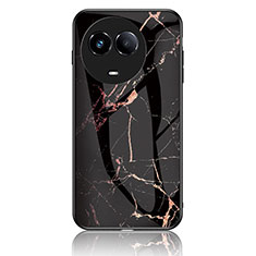 Coque Contour Silicone et Vitre Motif Fantaisie Miroir Etui Housse pour Realme V50s 5G Or et Noir