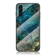 Coque Contour Silicone et Vitre Motif Fantaisie Miroir Etui Housse pour Samsung Galaxy A04s Bleu