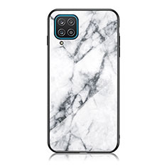 Coque Contour Silicone et Vitre Motif Fantaisie Miroir Etui Housse pour Samsung Galaxy A12 Nacho Blanc