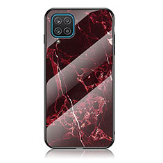 Coque Contour Silicone et Vitre Motif Fantaisie Miroir Etui Housse pour Samsung Galaxy A12 Rouge