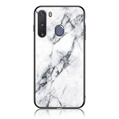 Coque Contour Silicone et Vitre Motif Fantaisie Miroir Etui Housse pour Samsung Galaxy A21 European Blanc