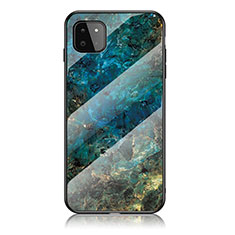 Coque Contour Silicone et Vitre Motif Fantaisie Miroir Etui Housse pour Samsung Galaxy A22s 5G Bleu