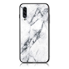 Coque Contour Silicone et Vitre Motif Fantaisie Miroir Etui Housse pour Samsung Galaxy A30S Blanc