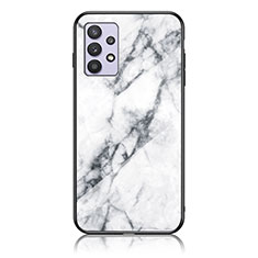 Coque Contour Silicone et Vitre Motif Fantaisie Miroir Etui Housse pour Samsung Galaxy A32 5G Blanc