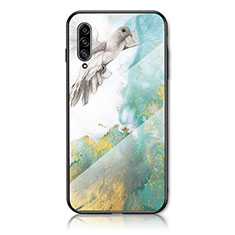 Coque Contour Silicone et Vitre Motif Fantaisie Miroir Etui Housse pour Samsung Galaxy A50 Vert