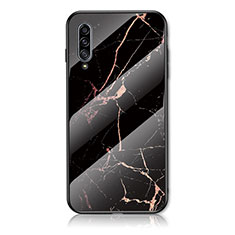 Coque Contour Silicone et Vitre Motif Fantaisie Miroir Etui Housse pour Samsung Galaxy A50S Or et Noir