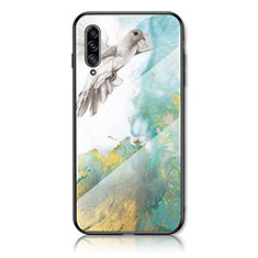 Coque Contour Silicone et Vitre Motif Fantaisie Miroir Etui Housse pour Samsung Galaxy A50S Vert