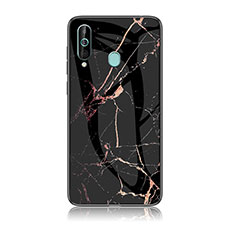 Coque Contour Silicone et Vitre Motif Fantaisie Miroir Etui Housse pour Samsung Galaxy A60 Or et Noir