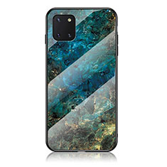 Coque Contour Silicone et Vitre Motif Fantaisie Miroir Etui Housse pour Samsung Galaxy A81 Bleu