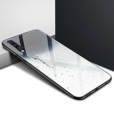 Coque Contour Silicone et Vitre Motif Fantaisie Miroir Etui Housse pour Samsung Galaxy A90 5G Gris