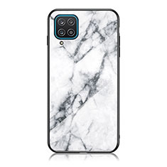 Coque Contour Silicone et Vitre Motif Fantaisie Miroir Etui Housse pour Samsung Galaxy F12 Blanc