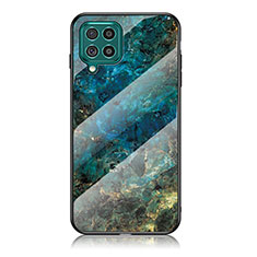 Coque Contour Silicone et Vitre Motif Fantaisie Miroir Etui Housse pour Samsung Galaxy F62 5G Bleu