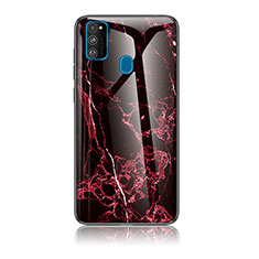 Coque Contour Silicone et Vitre Motif Fantaisie Miroir Etui Housse pour Samsung Galaxy M21 Rouge