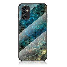 Coque Contour Silicone et Vitre Motif Fantaisie Miroir Etui Housse pour Samsung Galaxy M23 5G Bleu